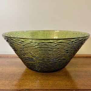 Vintage Anchor Hocking Soreno Avocado Green Large Chip / Salad Bowl - 11 1/4"